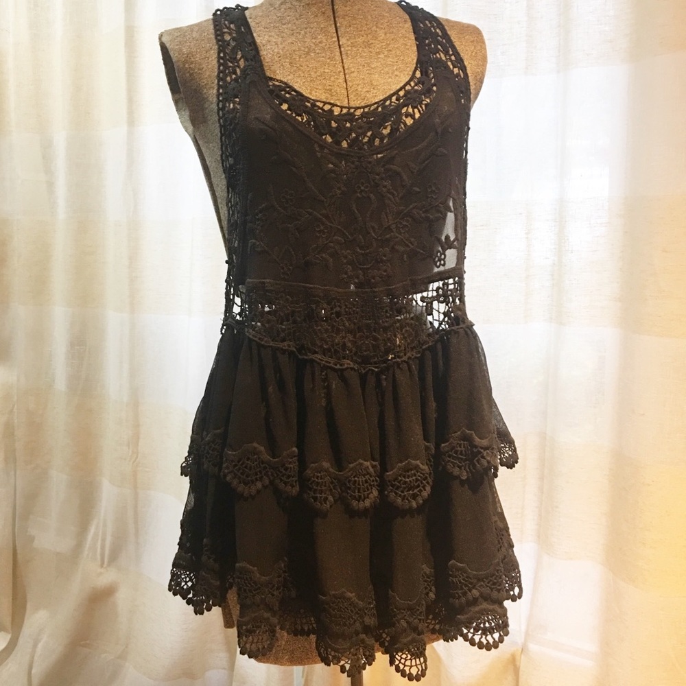 Free People Crochet Embroidered Tunic Top/Dress